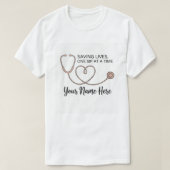 Personalized Nurse Coffee Mug - Saving Lives One S T-shirt (Design voorkant)