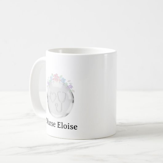 Personalized Nurse Gift Emblem Mug Koffiemok (Voorkant links)