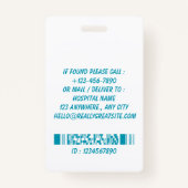 Personalized Nurse ID Badge for Hospital Employees (Achterkant)