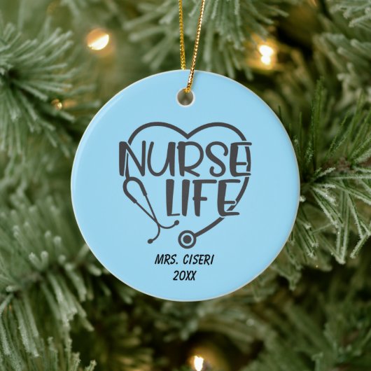 Personalized Nurse Life With Stethoscoop Keramisch Ornament (Boom)