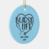 Personalized Nurse Life With Stethoscoop Keramisch Ornament (Rechts)