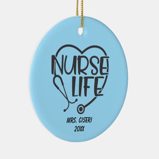 Personalized Nurse Life With Stethoscoop Keramisch Ornament (Rechts)