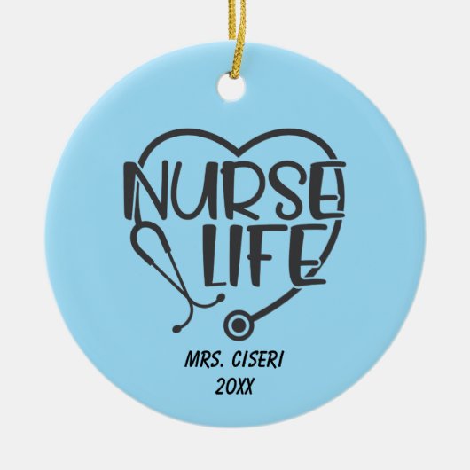Personalized Nurse Life With Stethoscoop Keramisch Ornament (Voorkant)