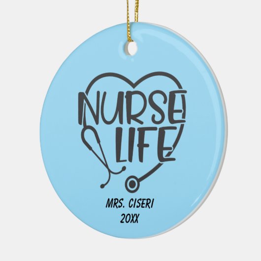 Personalized Nurse Life With Stethoscoop Keramisch Ornament (Links)