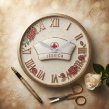 Personalized Nurse Red Rose Custom Name Medical