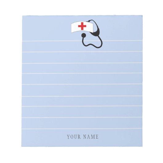 Personalized Nurse Stethoscope Blue Medical Notitieblok (Voorkant)