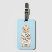 Personalized Nurse Teddy Bear Custom Name Nursing  Bagagelabel (Voorkant (verticaal))