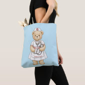 Personalized Nurse Teddy Bear Custom Name Nursing  Tote Bag (Dichtbij)