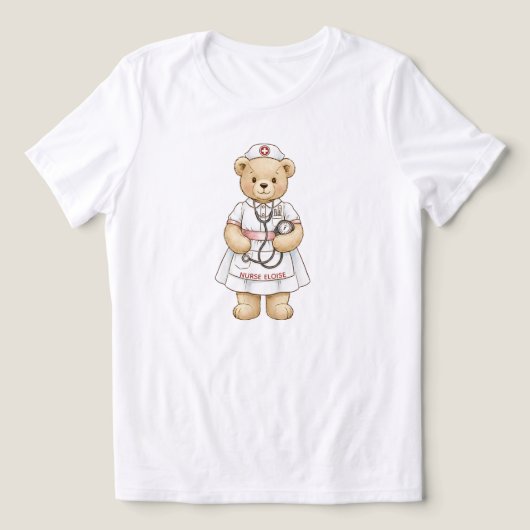 Personalized Nurse Teddy Bear Custom Name Nursing  Tri-Blend Shirt (Design voorkant)