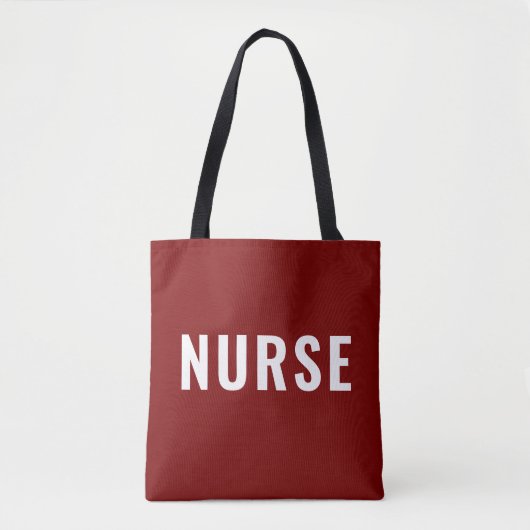 Personalized NURSE Text Statement Deep Red Tote Bag (Voorkant)