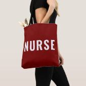 Personalized NURSE Text Statement Deep Red Tote Bag (Dichtbij)