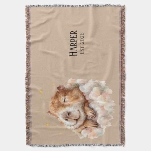 Personalized Nursery Blanket • Sleepy Capybara Deken (Voorkant Verticaal)