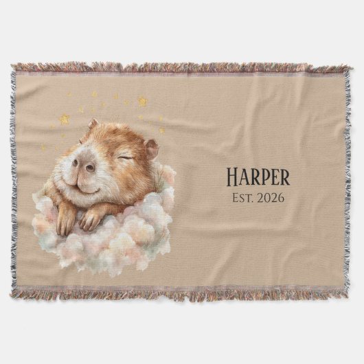 Personalized Nursery Blanket • Sleepy Capybara Deken (Voorkant)