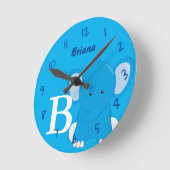 Personalized Nursery Blue Round Clock Ronde Klok (Hoek)