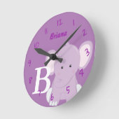Personalized Nursery Lilac Round Clock Ronde Klok (Hoek)
