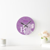 Personalized Nursery Lilac Round Clock Ronde Klok (Huis)