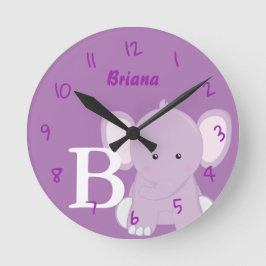 Personalized Nursery Lilac Round Clock Ronde Klok