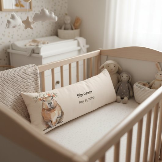 Personalized Nursery Pillow • Capybara Baby Decor Lichaamskussen