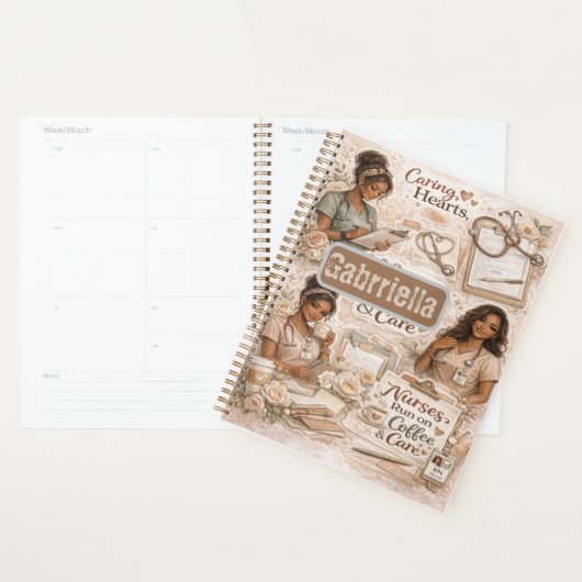 Personalized Nurses run on coffee and care  Planner (Display)