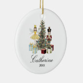 Personalized Nutcracker and Fairy Christmas Tree Keramisch Ornament (Rechts)