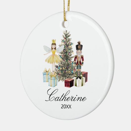 Personalized Nutcracker and Fairy Christmas Tree Keramisch Ornament (Links)