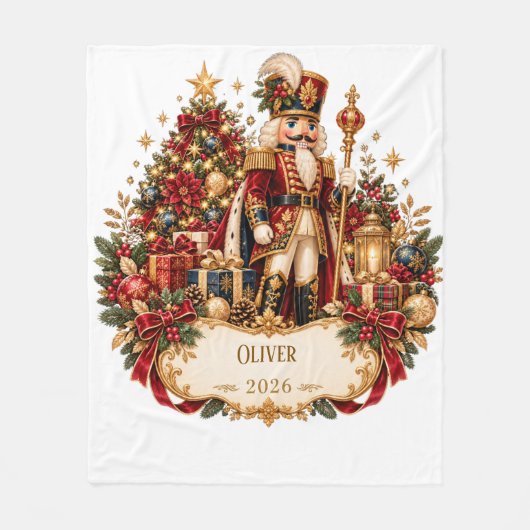 Personalized Nutcracker Christmas Blanket with Nam Fleece Deken (Voorkant)