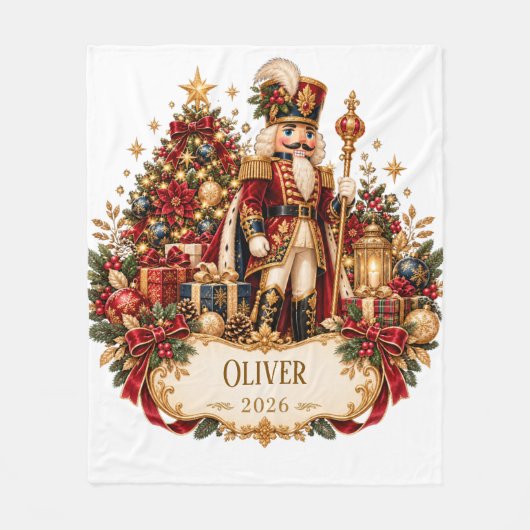 Personalized Nutcracker Christmas Blanket with Nam Fleece Deken (Voorkant)