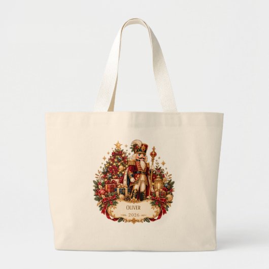 Personalized Nutcracker Christmas Blanket with Nam Grote Tote Bag (Voorkant)
