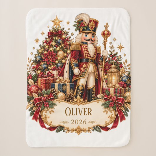 Personalized Nutcracker Christmas Blanket with Nam Sherpa Deken (Voorkant)
