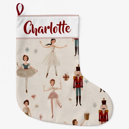 Personalized Nutcracker Christmas Stocking Grote Kerstsok (Voorkant)