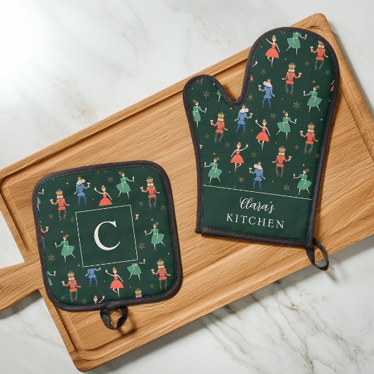 Personalized Nutcracker Cocktail Party Christmas Ovenwant & Pannenlap Set