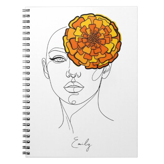Personalized October Birth Flower Portrait Notitieboek (Voorkant)