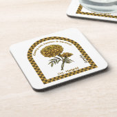 Personalized October Birth Month Flower Coaster Bier Onderzetter (Linkerzijde)