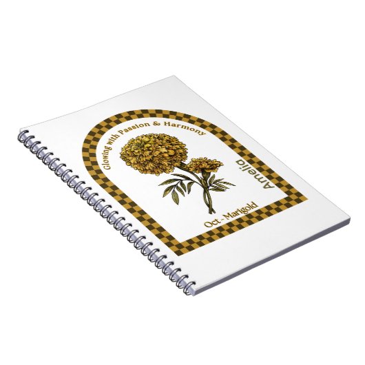 Personalized October Birth Month Flower Notebook Notitieboek (Rechterzijde)