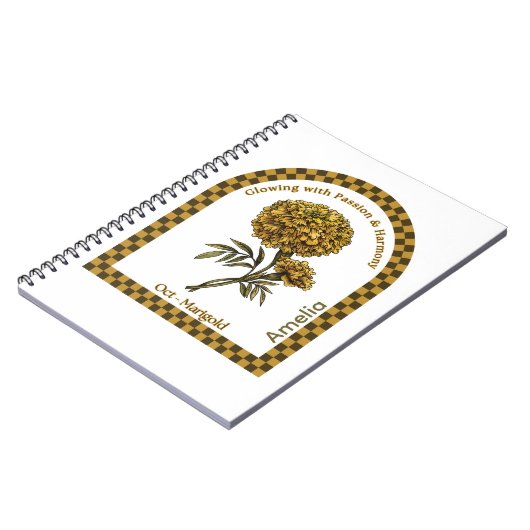 Personalized October Birth Month Flower Notebook Notitieboek (Linkerzijde)