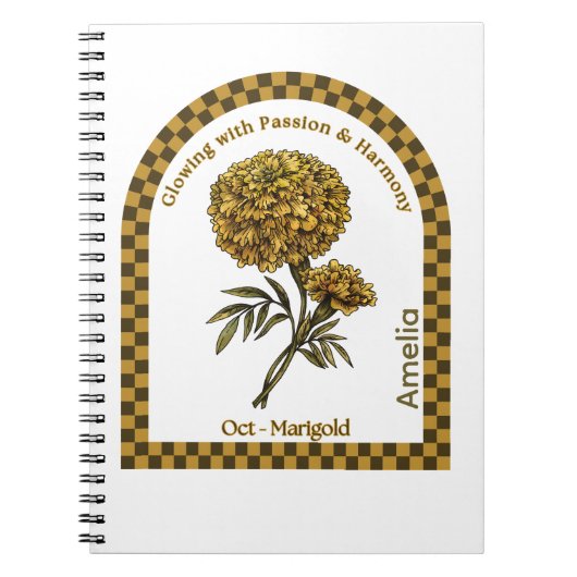 Personalized October Birth Month Flower Notebook Notitieboek (Voorkant)