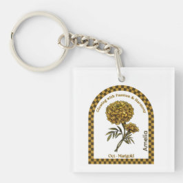 Personalized October Birth Month Flower  Sleutelhanger