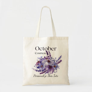 Personalized October Birthday Tote with Cosmos Bag