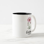 Personalized October Cosmos Birth Flower Mugs Tweekleurige Koffiemok (Voorkant rechts)