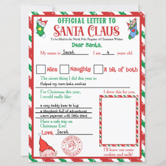 Personalized Official North Pole Letter to Santa