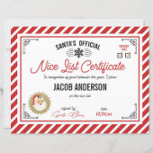 Personalized Official Santa Nice List Certificate (Voorkant)