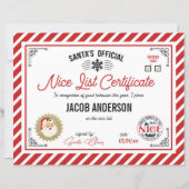 Personalized Official Santa Nice List Certificate (Voorkant)