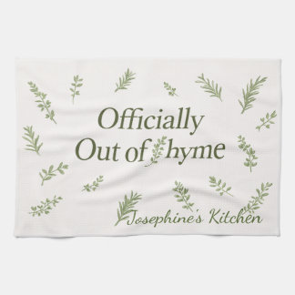 Personalized Officially Out of Thyme Funny Kitchen Theedoek