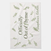 Personalized Officially Out of Thyme Funny Kitchen Theedoek (Verticaal)