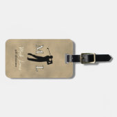 Personalized old-brown monogram golfer  bagagelabel (Voorkant horizontaal)