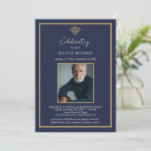 Personalized Old Money Navy Blue Funeral  Kaart (Staand voorkant)