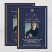 Personalized Old Money Navy Blue Funeral  Kaart (Voorkant / Achterkant)