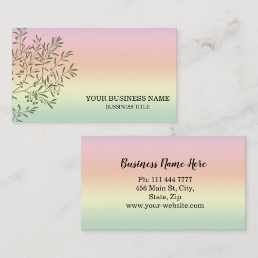 Personalized Olive Branch Catering Chef Visitekaartje (Voorkant / Achterkant)