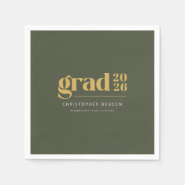 Personalized Olive Green Gold 2026 Graduation Servet