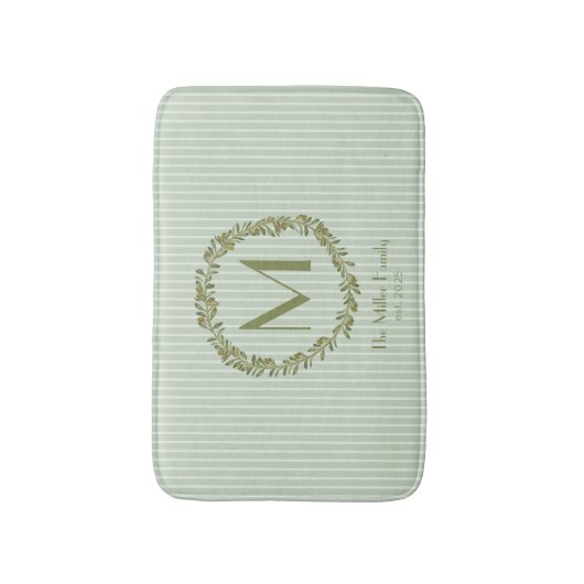 Personalized Olive Wreath Monogram  Badmat (Voorkant Verticaal)